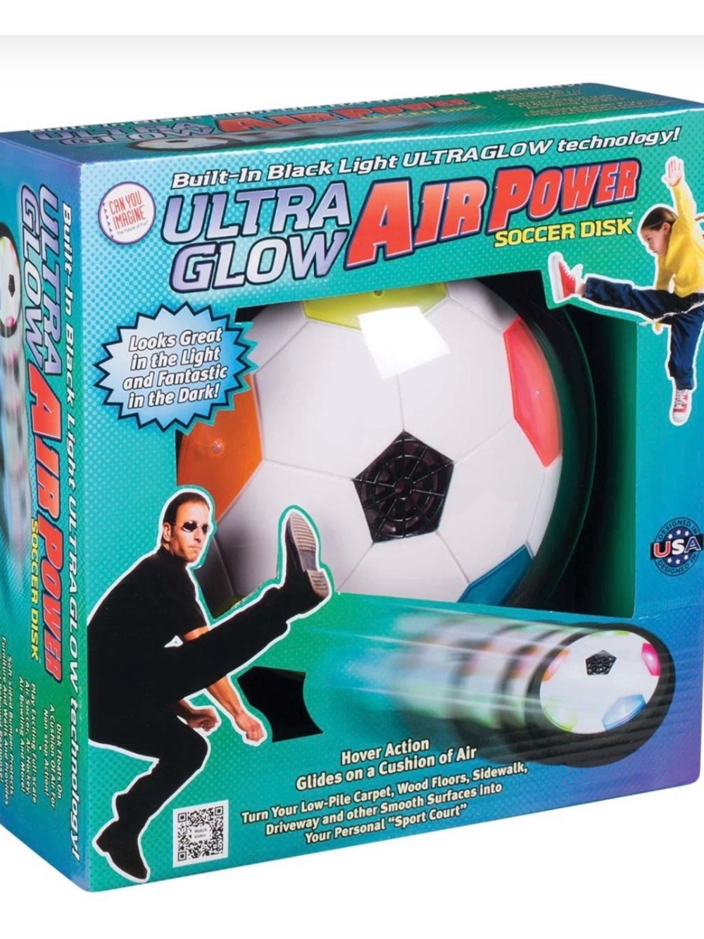 NEW SEALED Toysmith Ultra Glow Air Power Soccer Disk Light Up Hover Toy